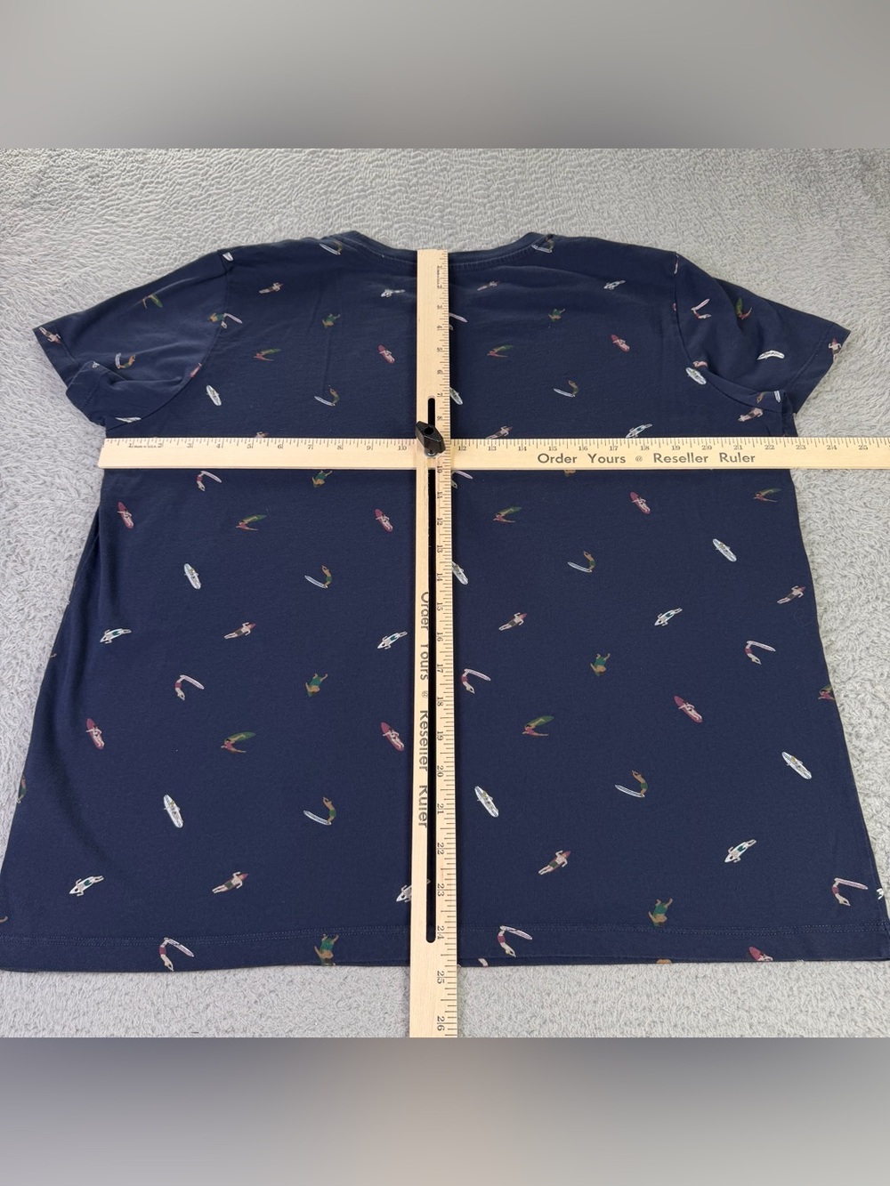 Roots Shirt Womens XL Navy Blue Surfing Theme Print Short Sleeve Cotton Preppy - Picture 4 of 11